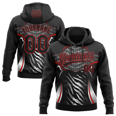 Custom Stitched Black Red-White E-sports Pattern Pullover Sweatshirt Hoodie