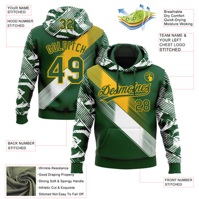 Custom Stitched Green Gold-White E-sports Pattern Pullover Sweatshirt Hoodie