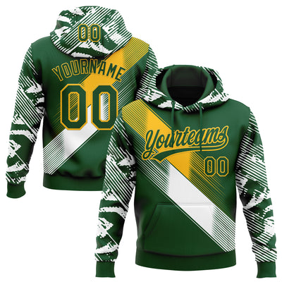 Custom Stitched Green Gold-White E-sports Pattern Pullover Sweatshirt Hoodie