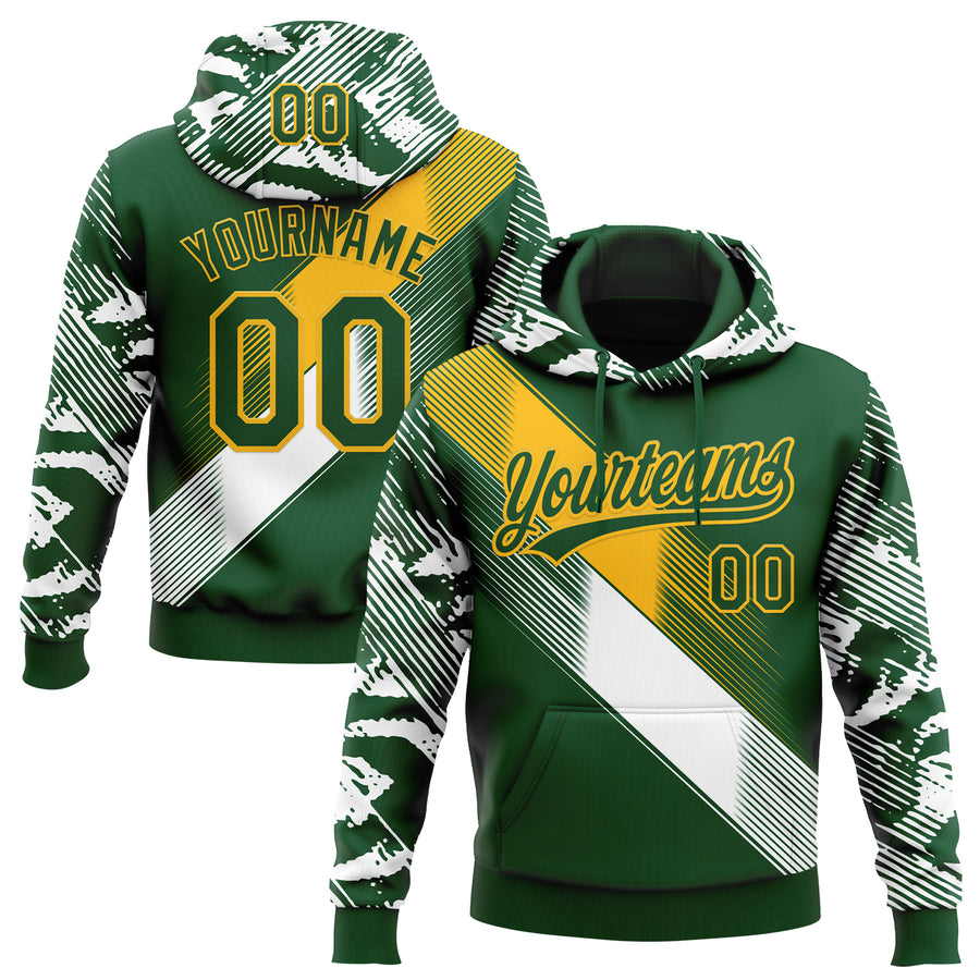 Custom Stitched Green Gold-White E-sports Pattern Pullover Sweatshirt Hoodie