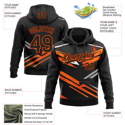 Custom Stitched Black Orange-White E-sports Pattern Pullover Sweatshirt Hoodie