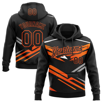 Custom Stitched Black Orange-White E-sports Pattern Pullover Sweatshirt Hoodie