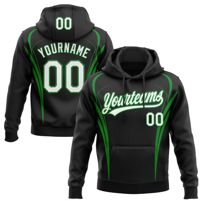 Custom Stitched Black White-Grass Green E-sports Pattern Pullover Sweatshirt Hoodie