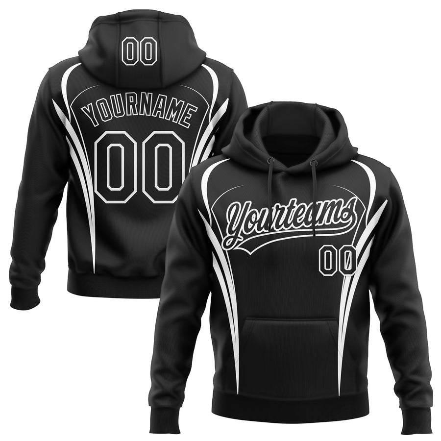 Custom Stitched Black White E-sports Pattern Pullover Sweatshirt Hoodie