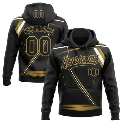 Custom Stitched Black Old Gold-White E-sports Pattern Pullover Sweatshirt Hoodie