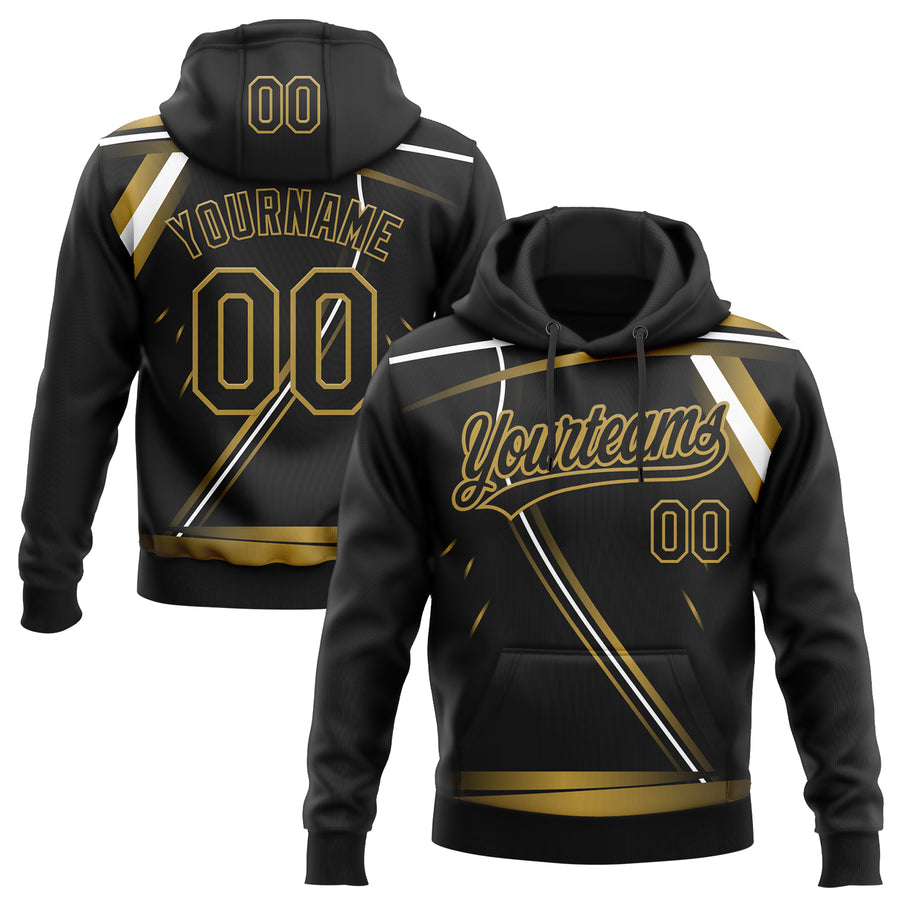 Custom Stitched Black Old Gold-White E-sports Pattern Pullover Sweatshirt Hoodie