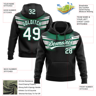Custom Stitched Black White-Kelly Green E-sports Pattern Pullover Sweatshirt Hoodie