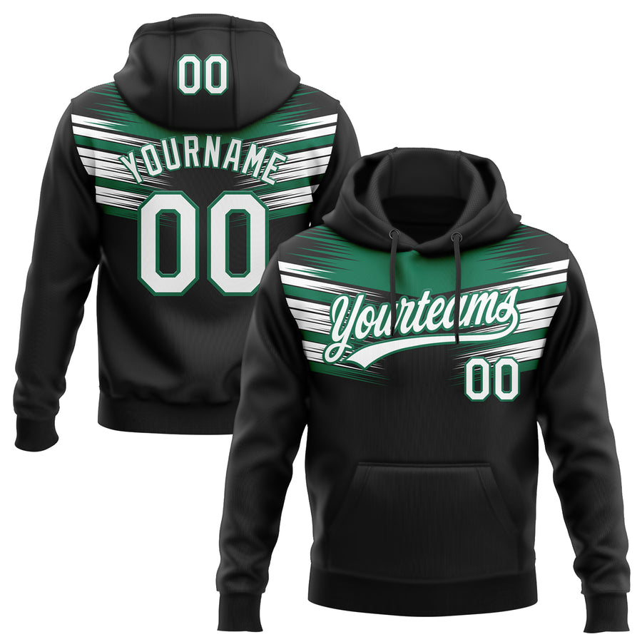 Custom Stitched Black White-Kelly Green E-sports Pattern Pullover Sweatshirt Hoodie