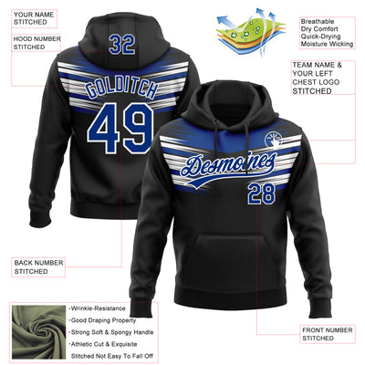 Custom Stitched Black Royal-White E-sports Pattern Pullover Sweatshirt Hoodie