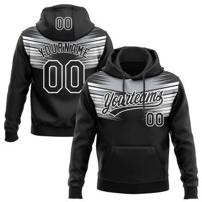 Custom Stitched Black Gray-White E-sports Pattern Pullover Sweatshirt Hoodie