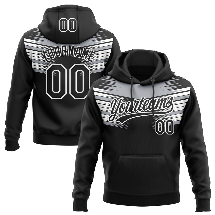 Custom Stitched Black Gray-White E-sports Pattern Pullover Sweatshirt Hoodie