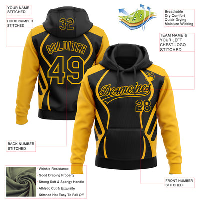 Custom Stitched Black Gold E-sports Pattern Pullover Sweatshirt Hoodie