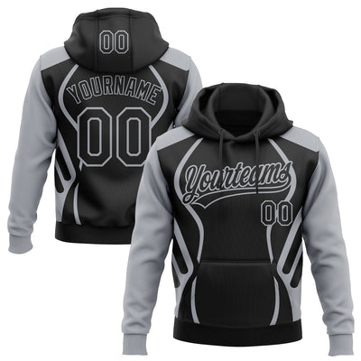 Custom Stitched Black Gray E-sports Pattern Pullover Sweatshirt Hoodie