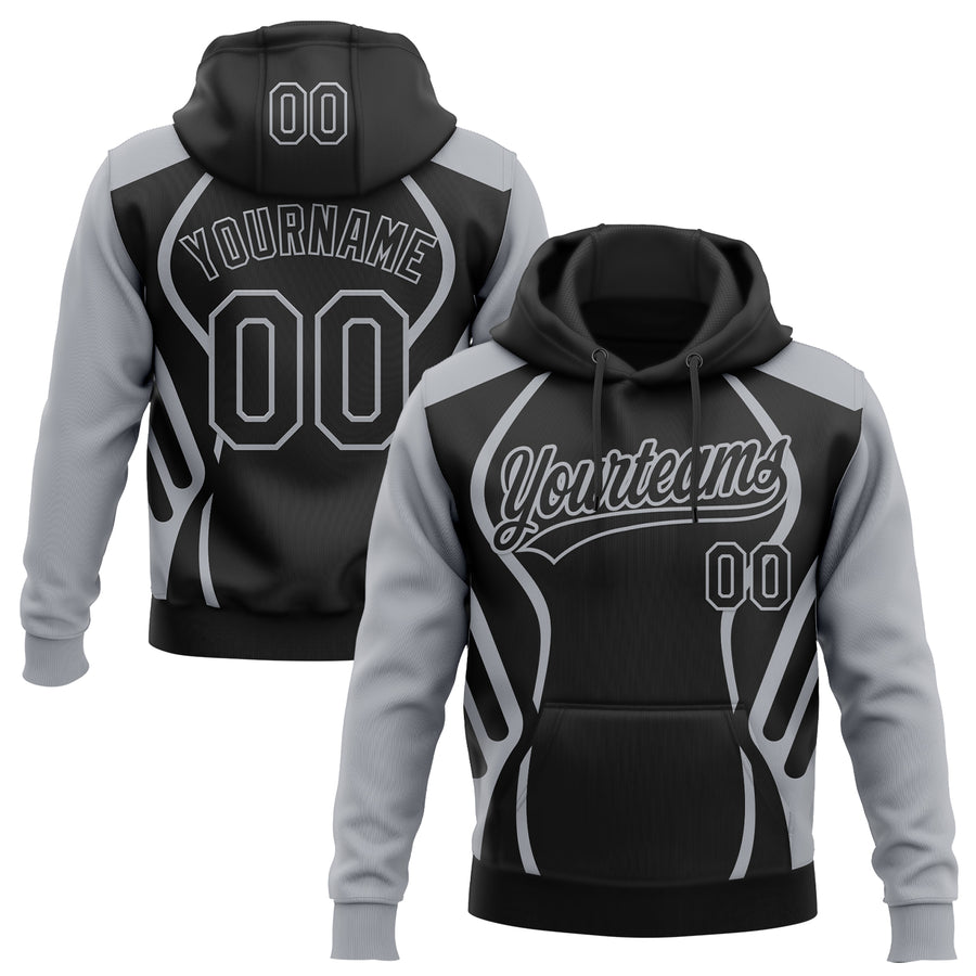 Custom Stitched Black Gray E-sports Pattern Pullover Sweatshirt Hoodie