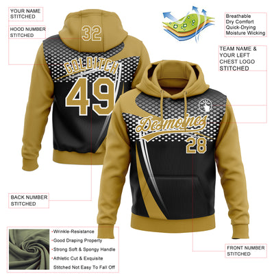 Custom Stitched Old Gold Black-White E-sports Pattern Pullover Sweatshirt Hoodie