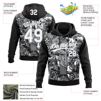 Custom Stitched Black White-Gray Religion Jesus Christ Pullover Sweatshirt Hoodie