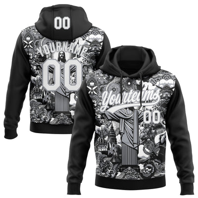 Custom Stitched Black White-Gray Religion Jesus Christ Pullover Sweatshirt Hoodie