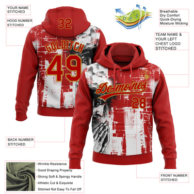 Custom Stitched Red Old Gold Black-White Religion Jesus Christ Pullover Sweatshirt Hoodie