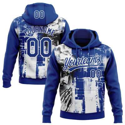 Custom Stitched Royal Black-White Religion Jesus Christ Pullover Sweatshirt Hoodie