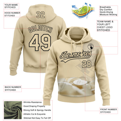 Custom Stitched Cream Black Religion Jesus Christ Pullover Sweatshirt Hoodie