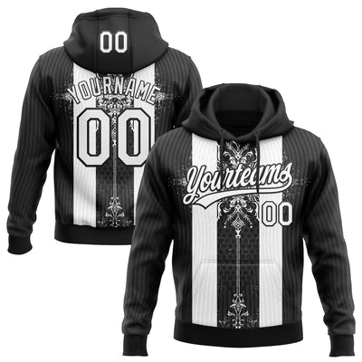 Custom Stitched Black White Retro Medieval Pullover Sweatshirt Hoodie