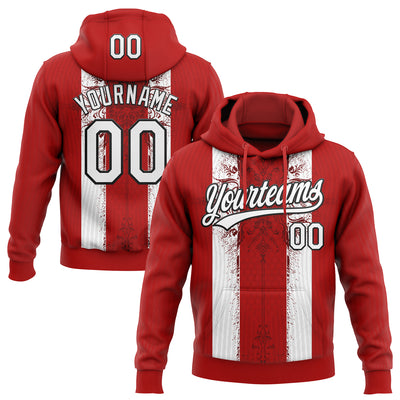 Custom Stitched Red White-Black Retro Medieval Pullover Sweatshirt Hoodie