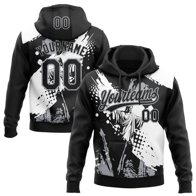 Custom Stitched Black White-Gray Religion Jesus Christ Pullover Sweatshirt Hoodie