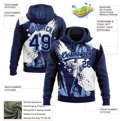 Custom Stitched Navy Light Blue-White Religion Jesus Christ Pullover Sweatshirt Hoodie