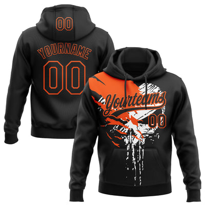 Custom Stitched Black Orange-White Skull Pattern Pullover Sweatshirt Hoodie
