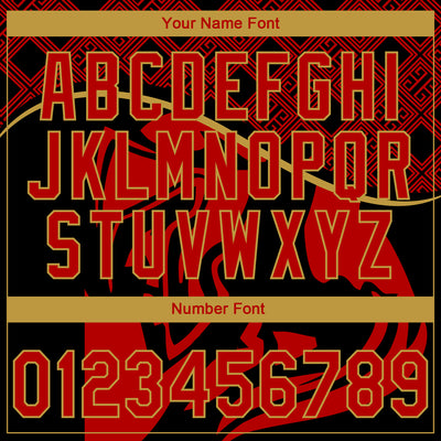 Custom Stitched Red Black-Old Gold Knight Pattern Pullover Sweatshirt Hoodie