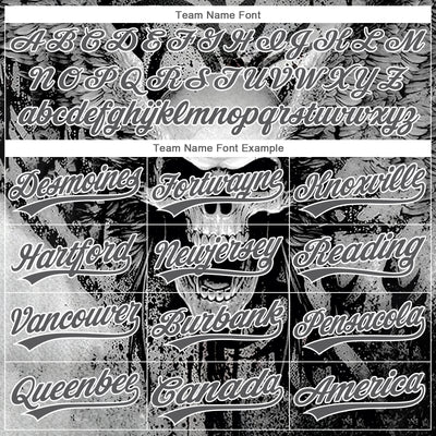 Custom Stitched Steel Gray Black-White Skull Pattern Pullover Sweatshirt Hoodie