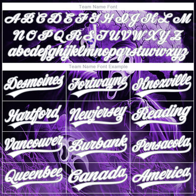 Custom Stitched Black White Purple-Gray Skull Pattern Pullover Sweatshirt Hoodie