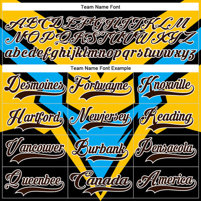 Custom Gold Brown Blue Black-White Cyber Mecha E-sport Hockey Jersey