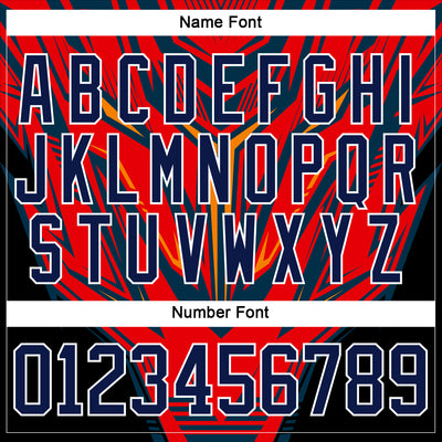 Custom Black Navy Red Orange-White Cyber Mecha E-sport Hockey Jersey