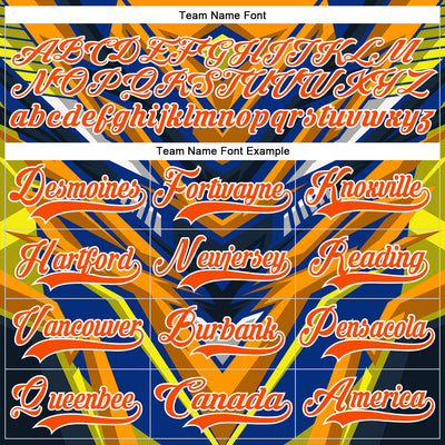 Custom Royal Orange Yellow Black-White Cyber Mecha E-sport Hockey Jersey