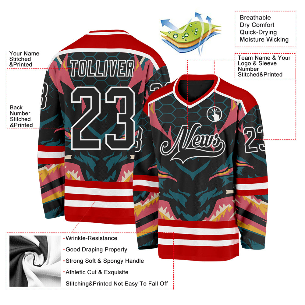 Custom Red Black Blue Pink Yellow-White Cyber Mecha E-sport Hockey Jersey