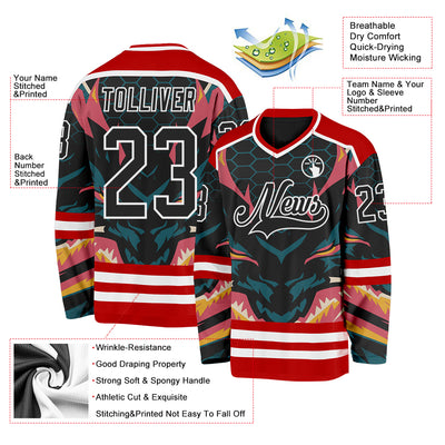 Custom Red Black Blue Pink Yellow-White Cyber Mecha E-sport Hockey Jersey