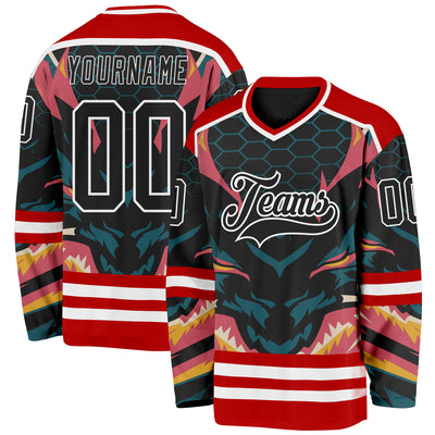 Custom Red Black Blue Pink Yellow-White Cyber Mecha E-sport Hockey Jersey