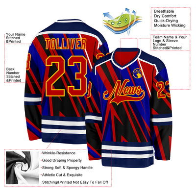 Custom Blue Red Navy Yellow-White Cyber Mecha E-sport Hockey Jersey