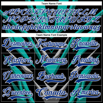 Custom Black Royal Green Gray-White Cyber Mecha E-sport Hockey Jersey