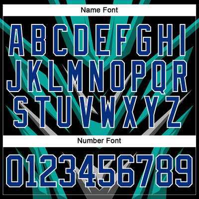 Custom Black Royal Green Gray-White Cyber Mecha E-sport Hockey Jersey