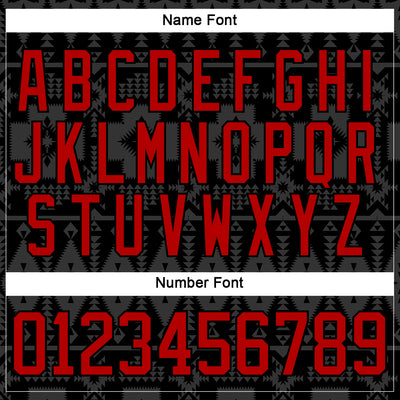 Custom Black Red Native Americans Tribal Indigenous People Hockey Lace Neck Jersey