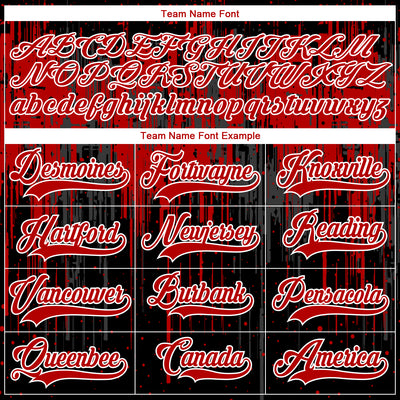 Custom Black Red Steel Gray-White Dripping Splatter Pattern Hockey Lace Neck Jersey