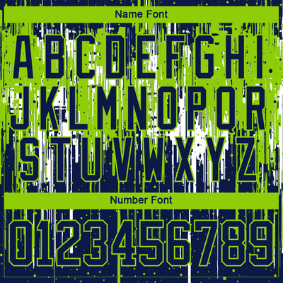 Custom Navy Neon Green-White Dripping Splatter Pattern Hockey Lace Neck Jersey
