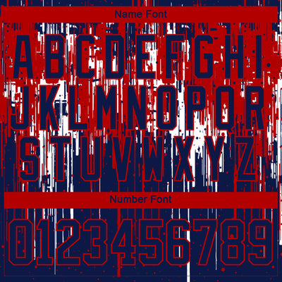 Custom Navy Red-White Dripping Splatter Pattern Hockey Lace Neck Jersey