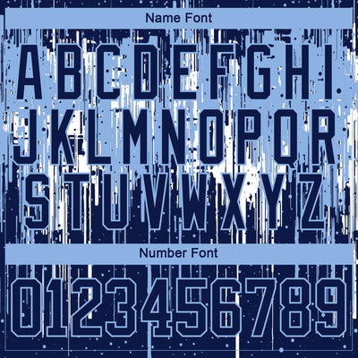 Custom Navy Light Blue-White Dripping Splatter Pattern Hockey Lace Neck Jersey