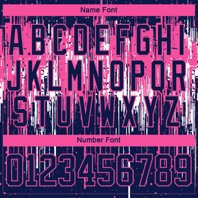 Custom Navy Pink-White Dripping Splatter Pattern Hockey Lace Neck Jersey