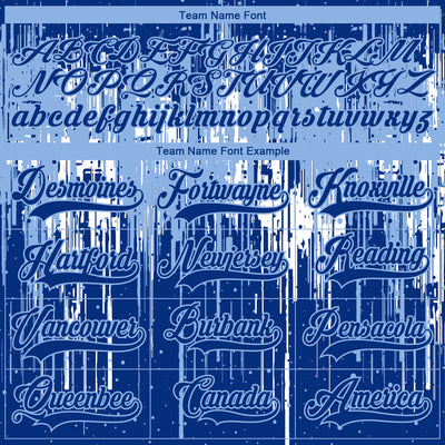 Custom Royal Light Blue-White Dripping Splatter Pattern Hockey Lace Neck Jersey