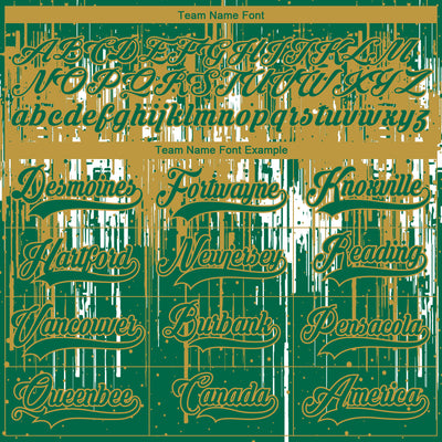 Custom Kelly Green Old Gold-White Dripping Splatter Pattern Hockey Lace Neck Jersey