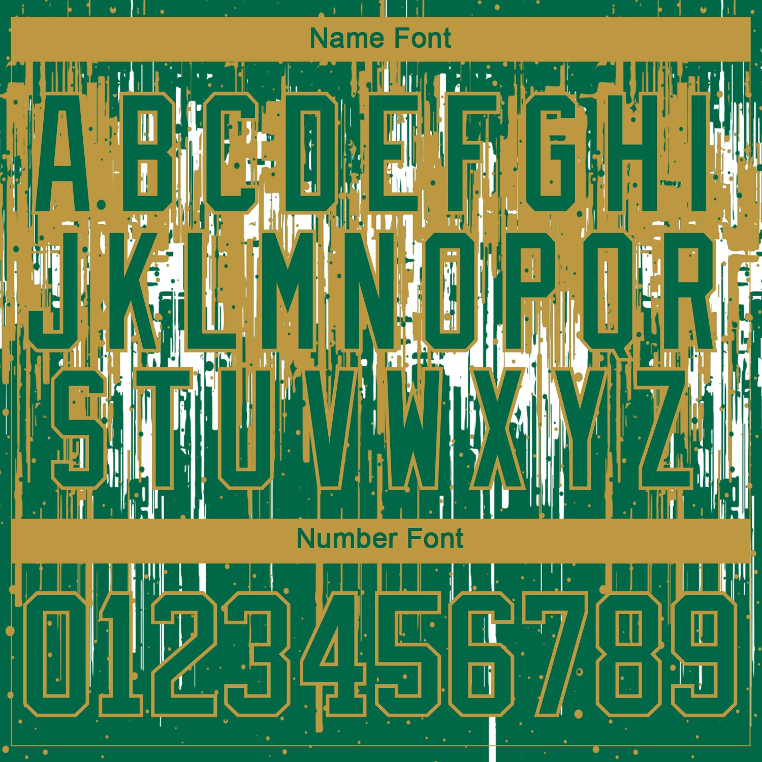 Custom Kelly Green Old Gold-White Dripping Splatter Pattern Hockey Lace Neck Jersey